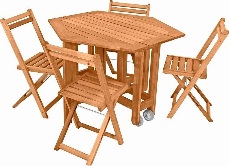 Conjunto Mesa/Aparador e Cadeiras 5 Peças Acácia Metalnew