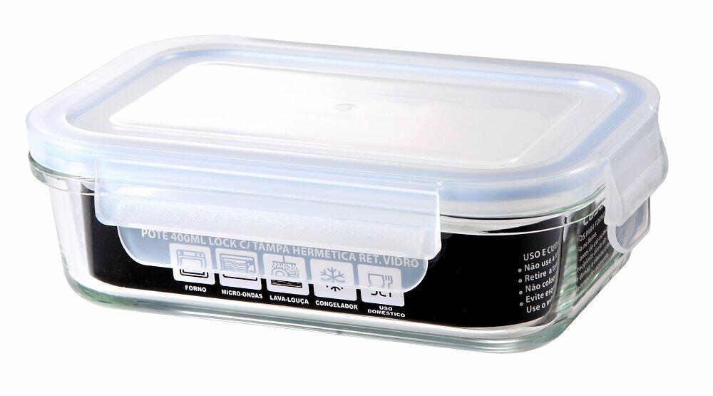 Pote de Vidro Hermético Retangular 400ml Casa&Ideia