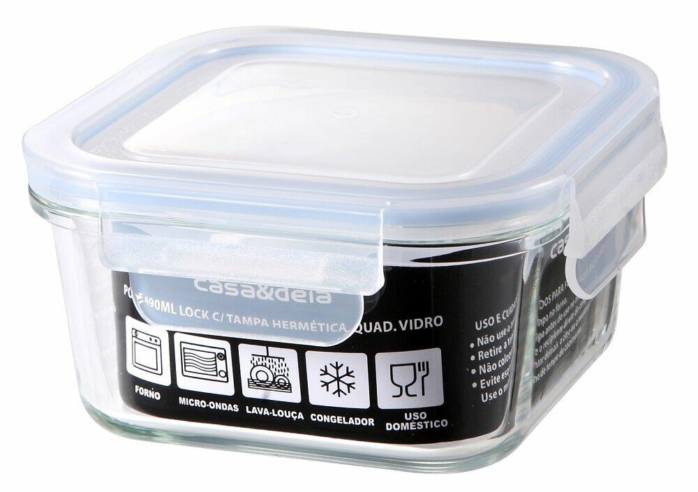 Pote de Vidro Hermético Quadrado 490ml Casa&Ideia