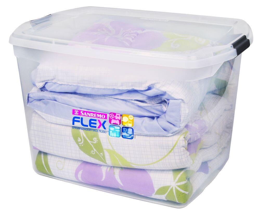 Caixa Organizadora Trava/Tampa Sanremo 80L 63,1x44,1x41,6cm Transparente