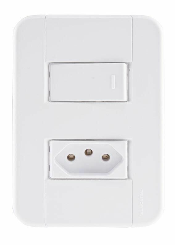 Conjunto Interruptor/Tomada Tablet 1 Simples 1 2P+T Branco 10A Tramontina