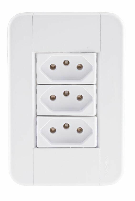 Conjunto Tomada Tablet 3 Módulos 2P+T 10A Branco Tramontina
