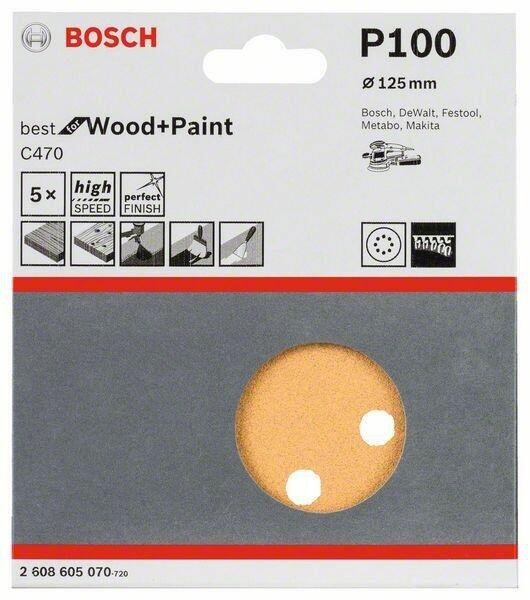 Disco de Lixa para Madeira Grão 100 5 Peças 125mm Bosch