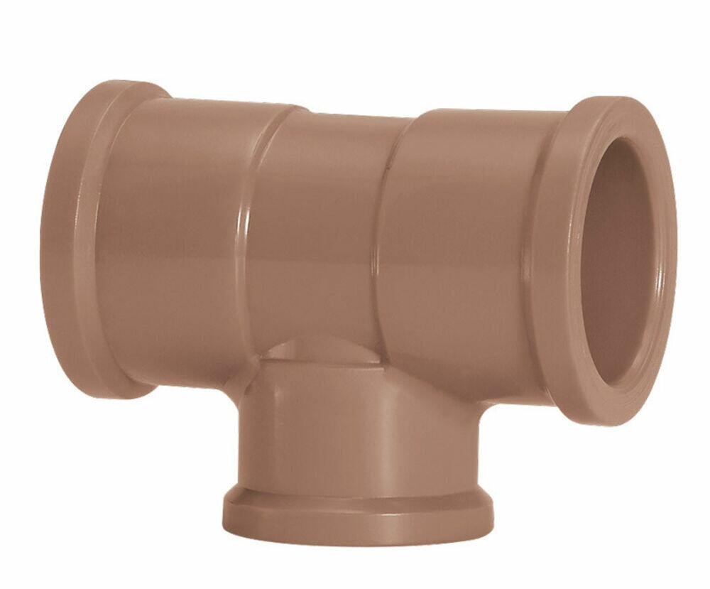 Tee com Redução 32x25mm Pvc Soldável Marrom Amanco
