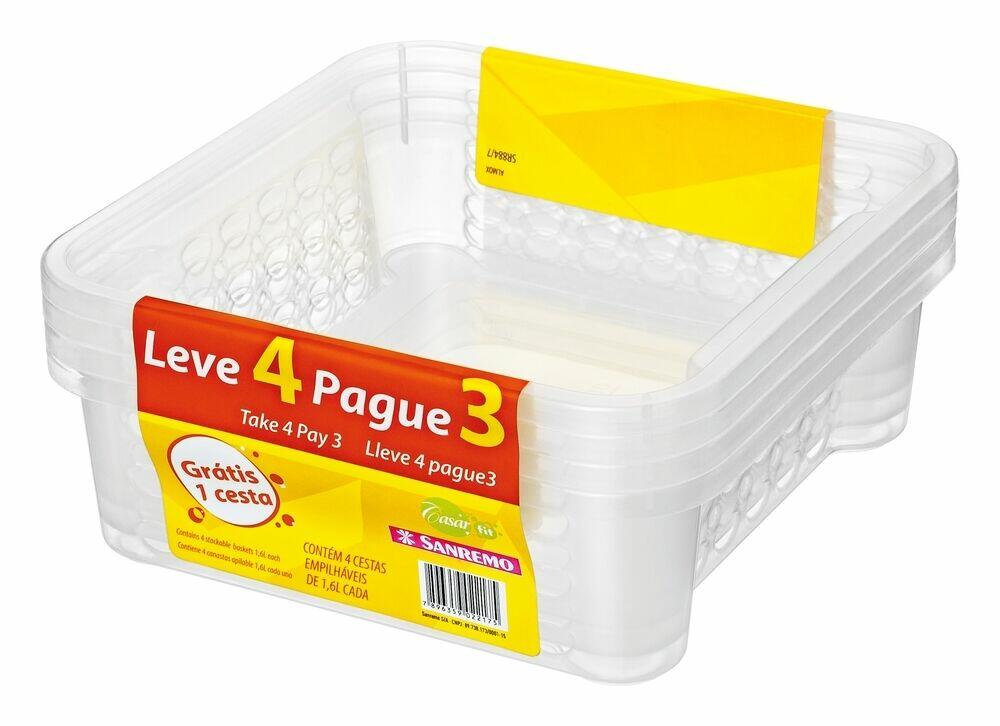 Jogo de Cestas Plásticas Sanremo 1,6L Transaparente