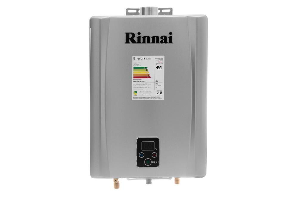 Aquecedor de Água a Gás GN Digital 21L/min Prata REU-E210 FEHG Rinnai