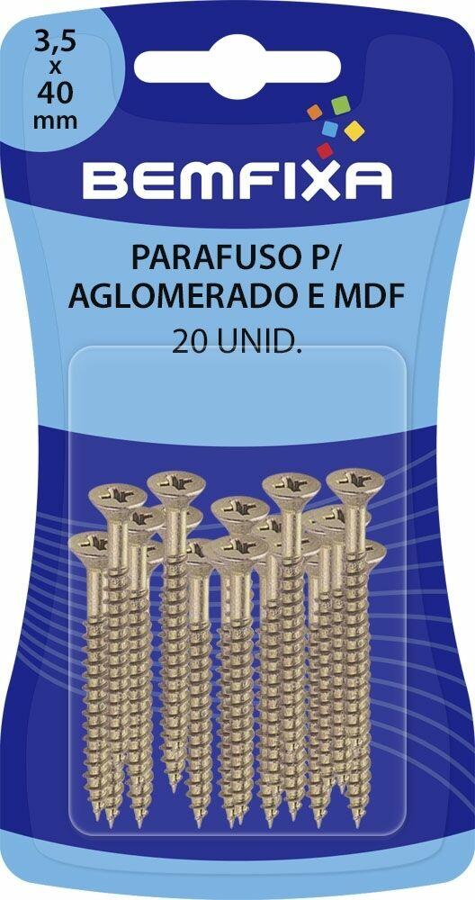 Parafuso de Ferro para Madeira 3,5x40mm 20 Peças Bemfixa