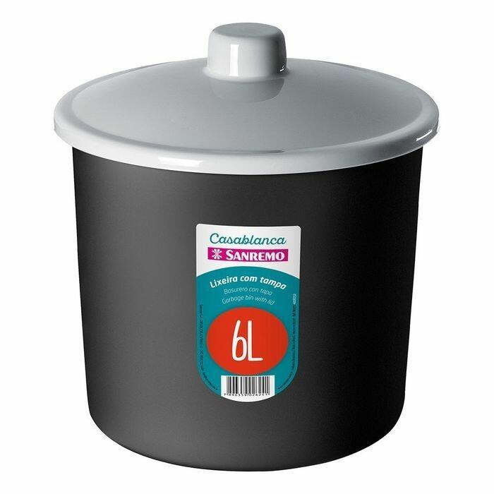 Lixeira de Plástico Sanremo com Tampa 6L Preta