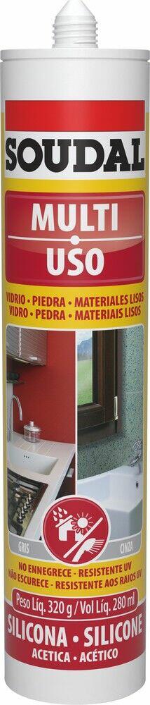 Silicone Acético Multiuso Soudal 280ml Cinza