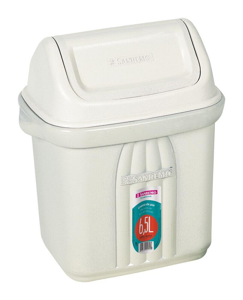 Lixeira de Plástico Basculante Sanremo 6,5L Creme