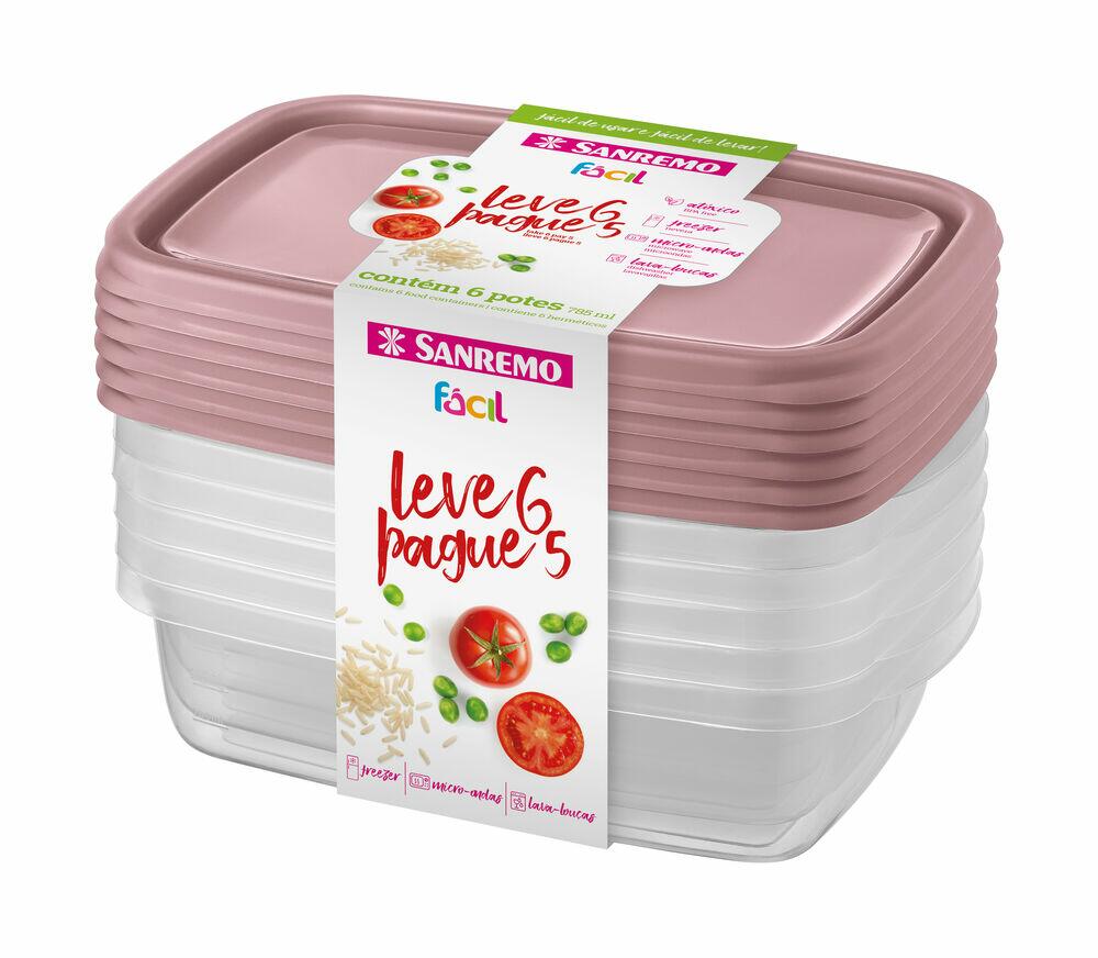 Jogo de Potes Fácil Retangular 785ml Leve 6 pague 5 Sanremo
