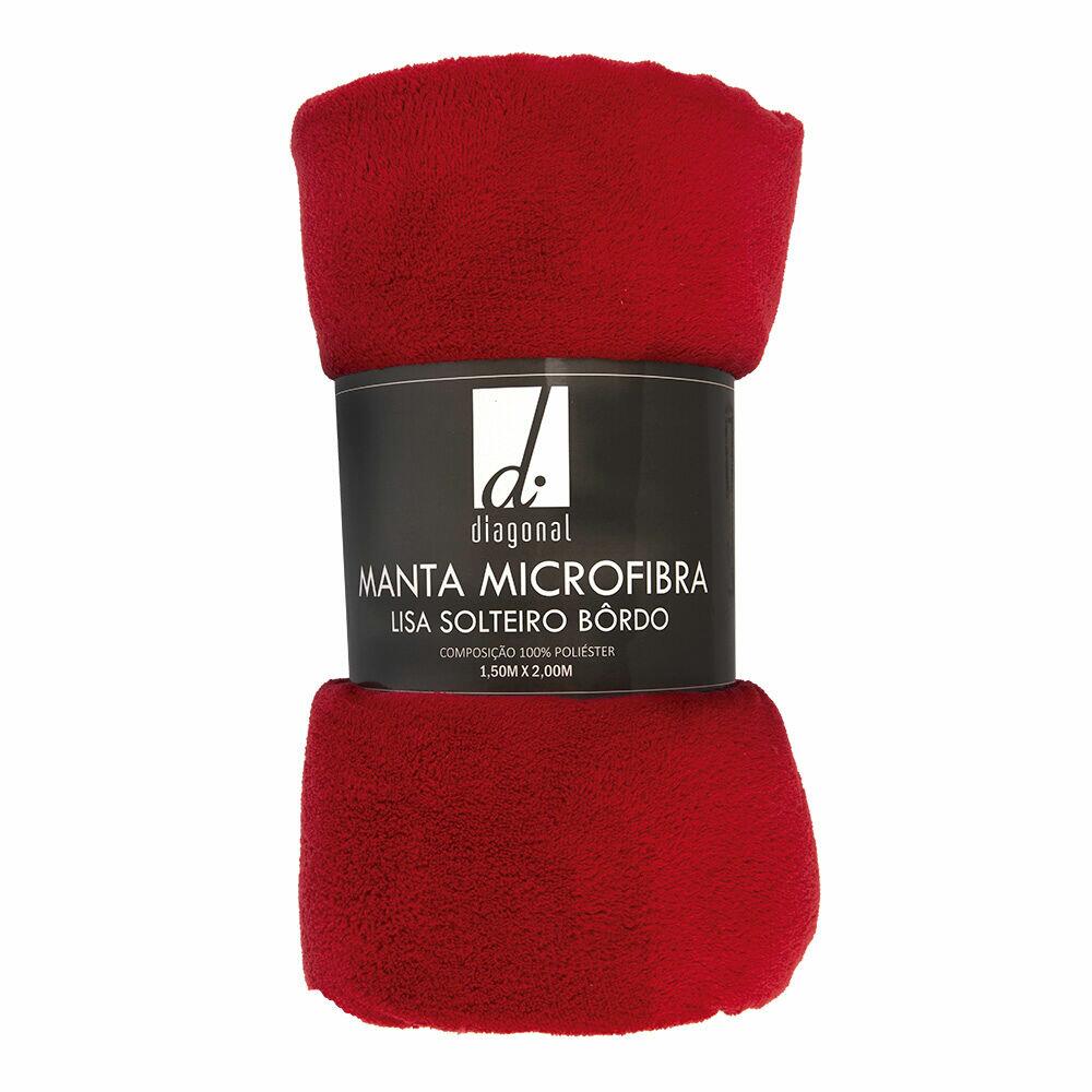 Manta Microfibra Lisa Solteiro 1,50x2,00m Bordo Diagonal