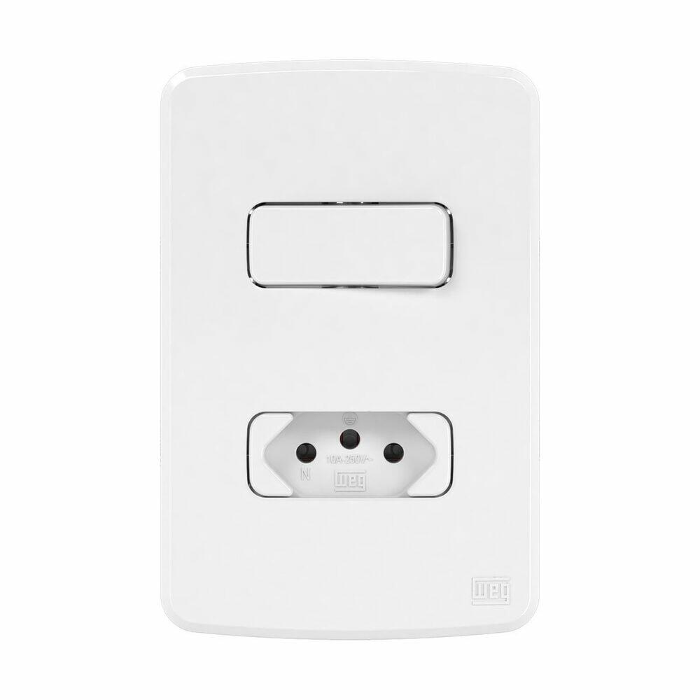 Conjunto Interruptor/Tomada Composé 1 Simples 1 2P+T Branco 10A Weg