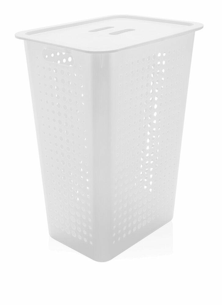 Cesto para Roupa com Tampa 47L Branco Martiplast