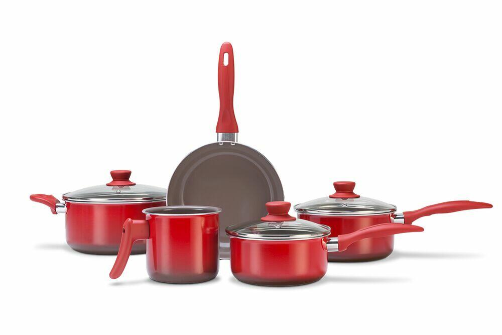 Jogo de Panelas Alumínio Ceramic Life Smart 5 Peças Vermelho Brinox