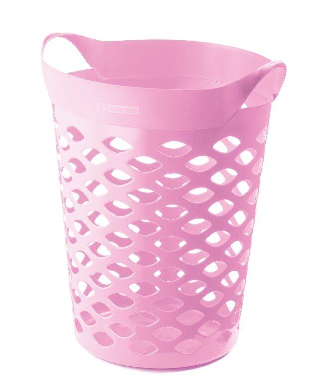 Cesto Flexível para Roupa Circular 44L Rosa Sanremo