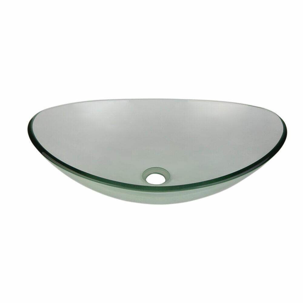 Cuba para Banheiro de Apoio Vidro Oval Transparente 57x37cm Court Addra