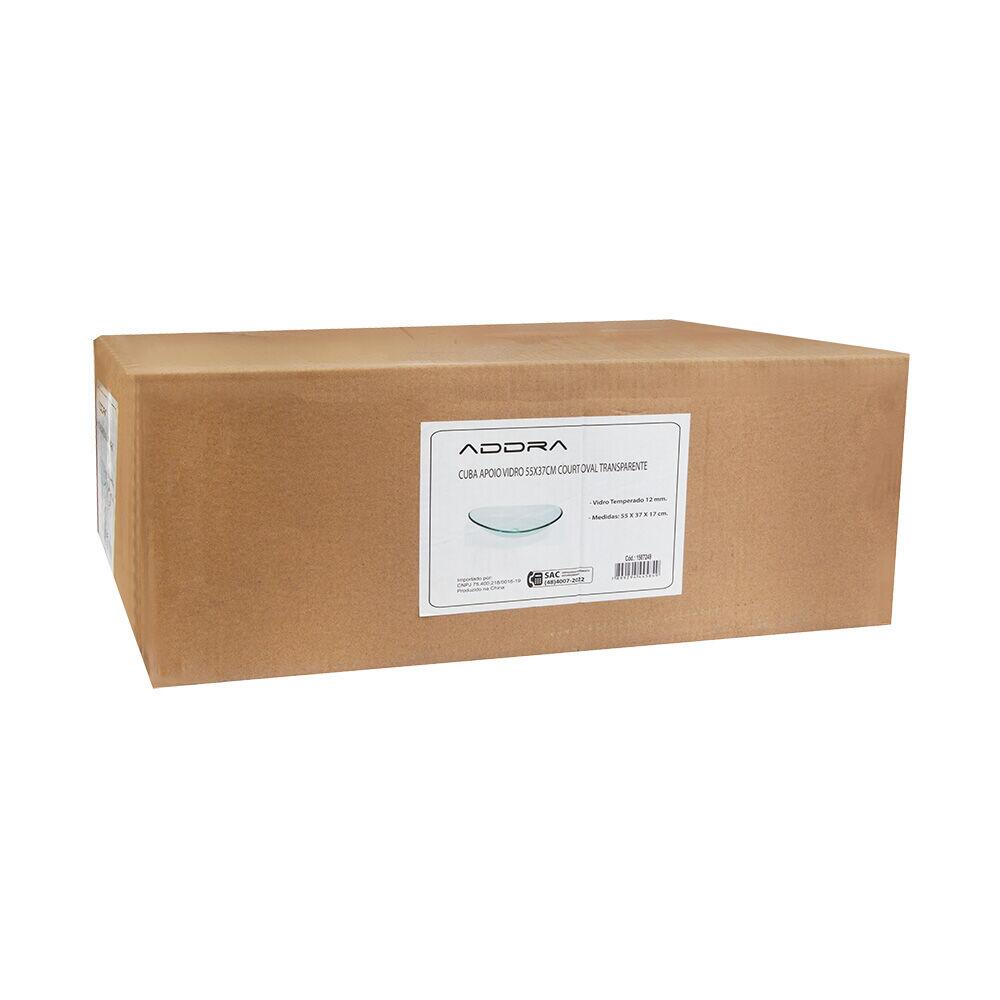 Cuba para Banheiro de Apoio Vidro Oval Transparente 57x37cm Court Addra