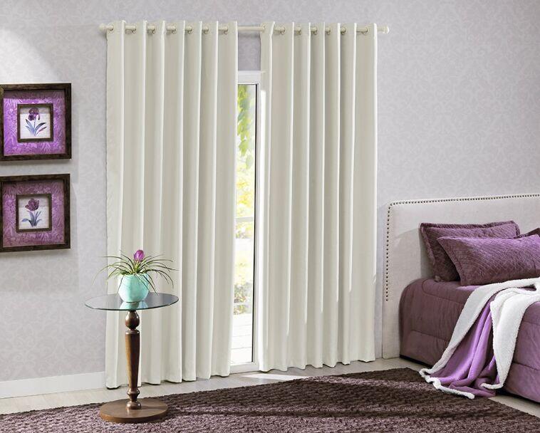 Cortina Bella Janela 4,2x2,3m Corta Luz Marfim com Ilhós