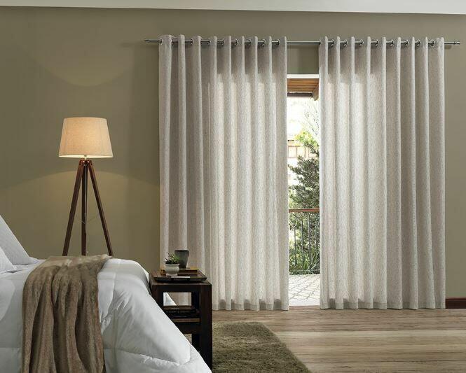 Cortina Bella Janela 3x2,3m Rústica Túnis Blokcs com Ilhós