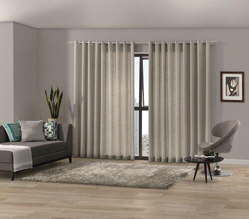 Cortina Bella Janela 4,2x2,3m Duplex Mônaco Branca com Ilhós