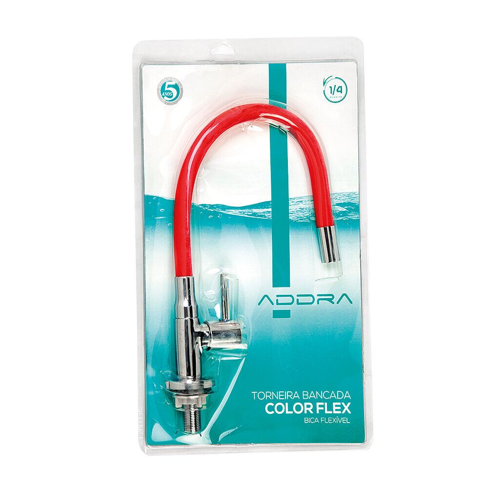 Torneira para Banheiro de Mesa Bica Alta 1/2'' Color Flex Vermelha Addra