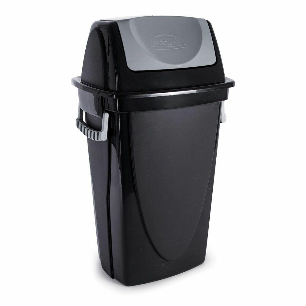 Lixeira de Plástico Basculante Plasútil Ecoblack 28L Preta