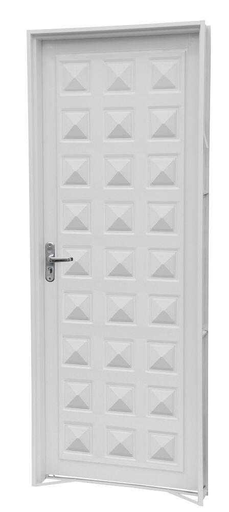 Porta de Abrir Aço CRV 2,15x0,84m Ideal Branca Direita Almofadada R12