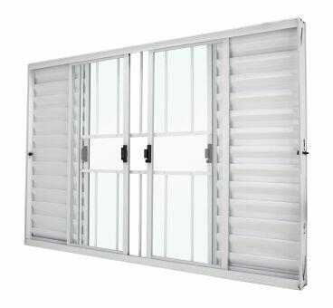 Janela Veneziana de Correr Alumínio Classic 100x120cm 6 Folhas Branca com Grade CRV
