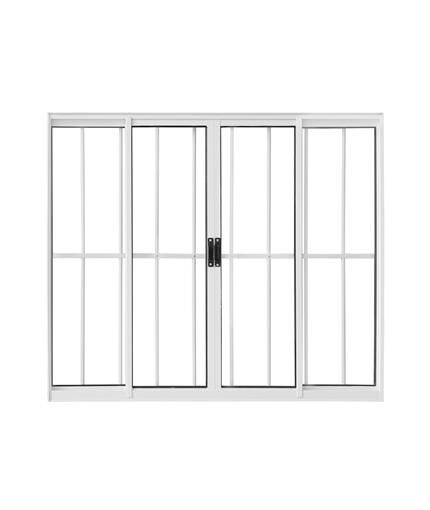Janela de Correr Alumínio CRV Classic 100x100cm 4 Folhas Branca com Grade