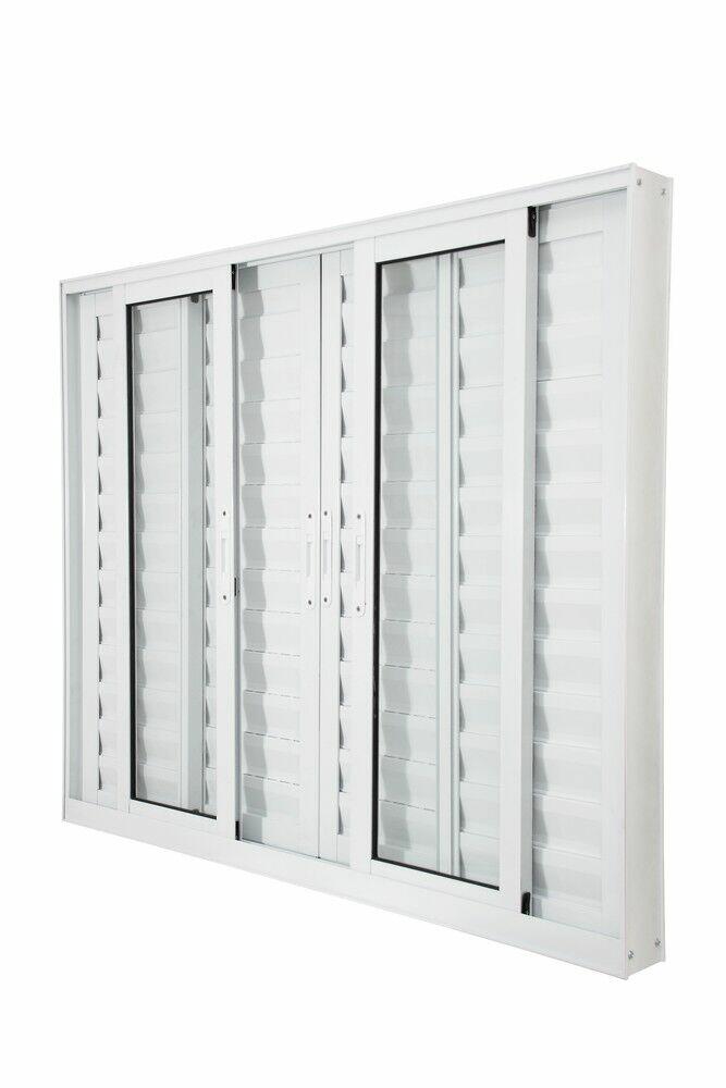 Janela Veneziana de Correr Alumínio CRV Nobre 120x150cm 6 Folhas Branca