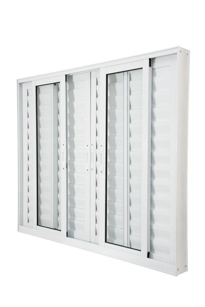 Janela Veneziana de Correr Alumínio CRV Nobre 100x200cm 6 Folhas Branca