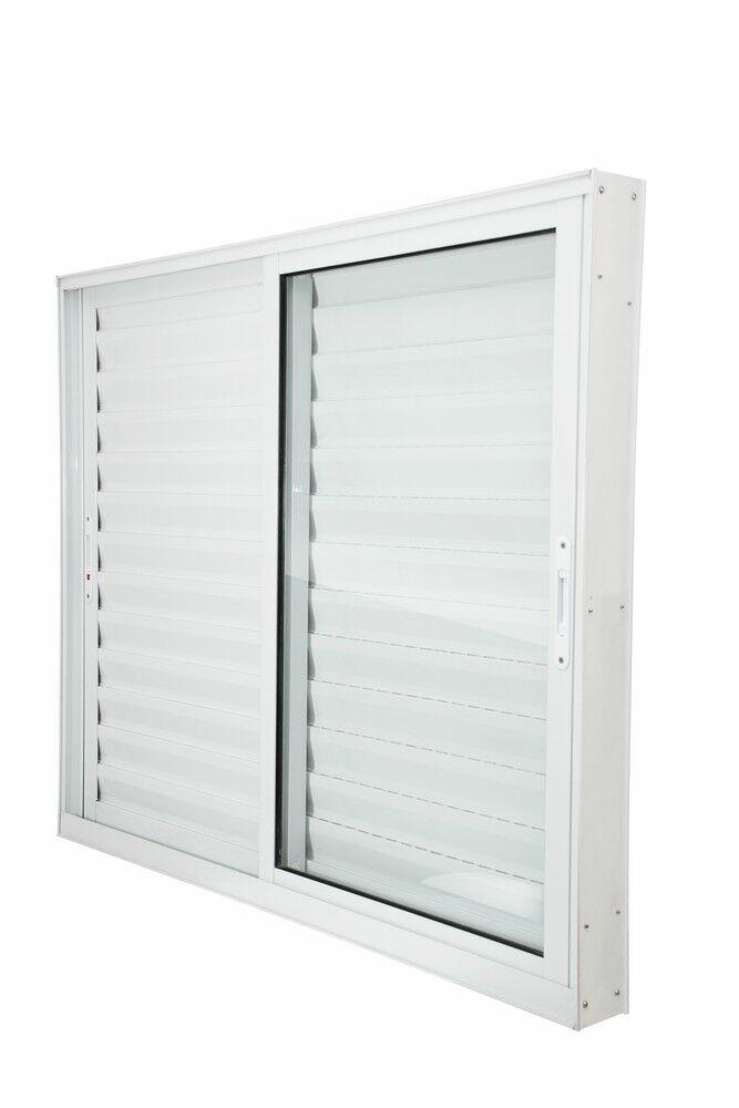 Janela Veneziana de Correr Alumínio CRV Nobre 120x150cm 3 Folhas Branca
