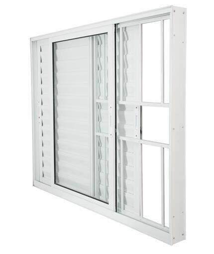 Janela de Correr Veneziana Alumínio CRV 120x150cm 3 Folhas Branca