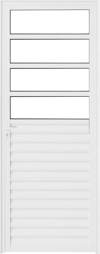 Porta de Abrir Alumínio CRV 2,1x0,8m Nobre Branca Esquerda