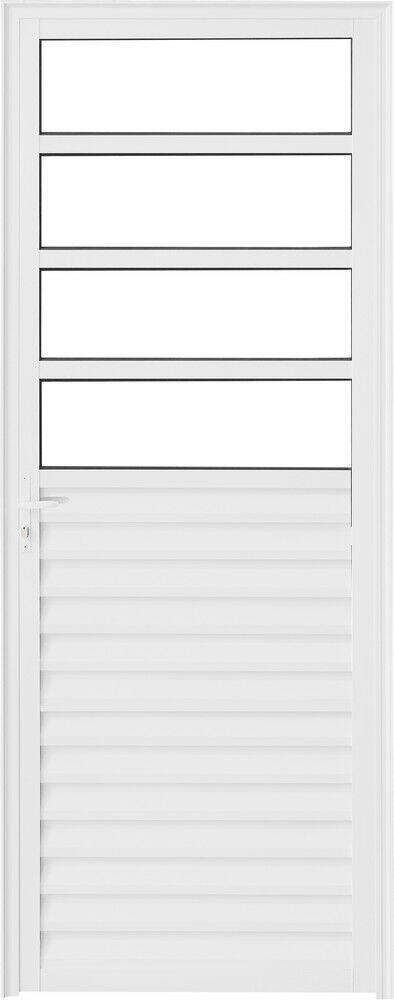Porta de Abrir Alumínio CRV 2,1x0,9m Nobre Branca Direita