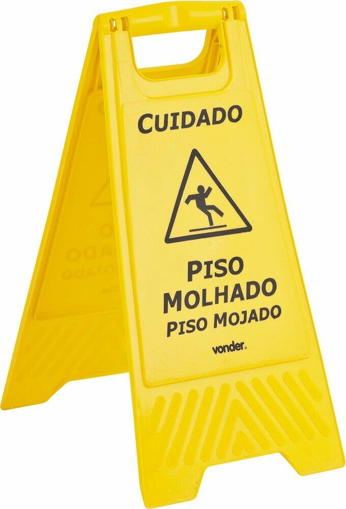 Cavalete de Plástico para Sinalização Piso Molhado Vonder Amarelo