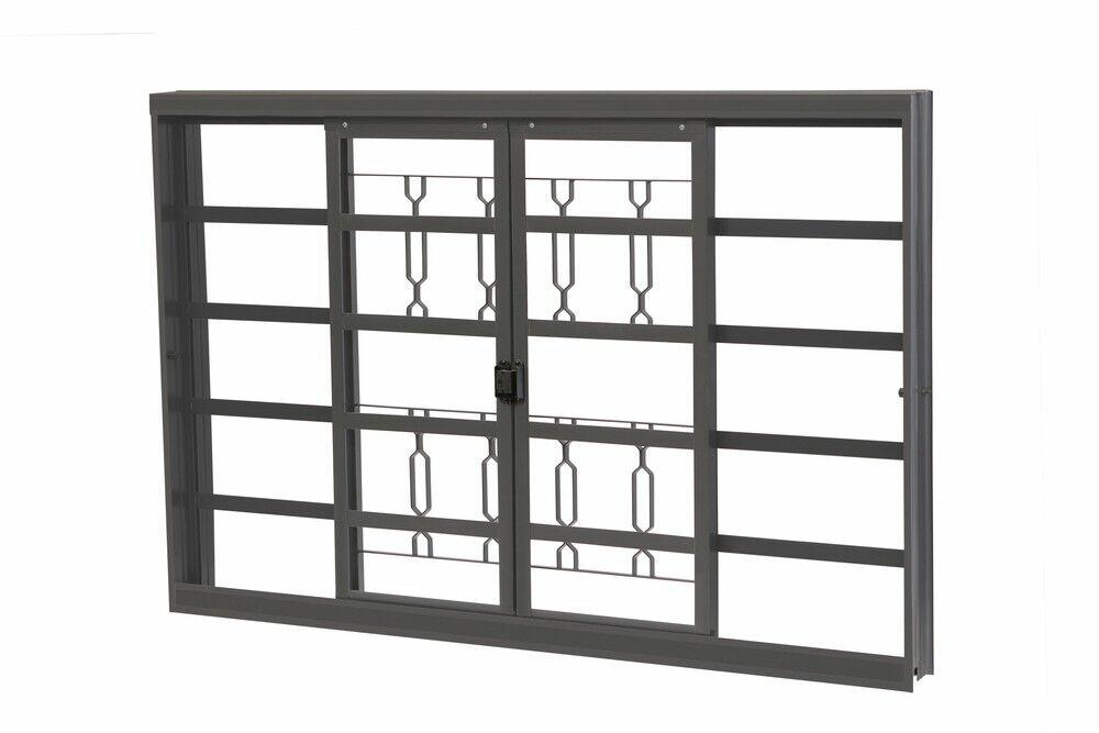 Janela de Correr Aço CRV Standard 100x100cm Cinza com Grade Elo