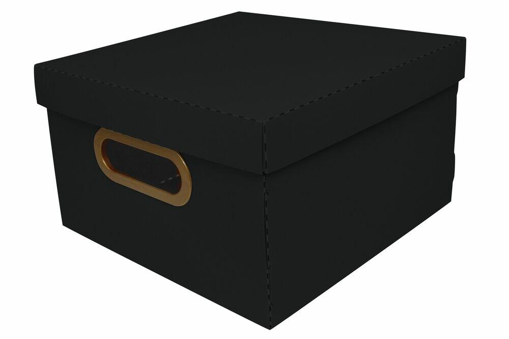 Caixa Organizadora Dello Linho com Alça 29x29x15cm Preta