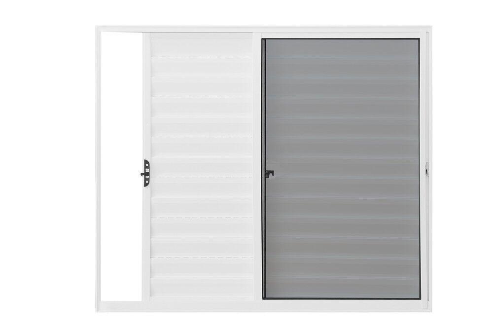 Janela Veneziana de Correr Alumínio CRV Classic 100x100cm 3 Folhas Branca