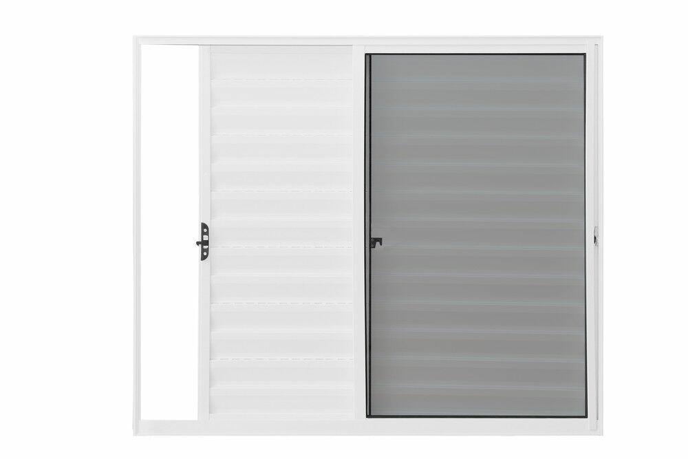 Janela Veneziana de Correr Alumínio CRV Classic 100x120cm 3 Folhas Branca