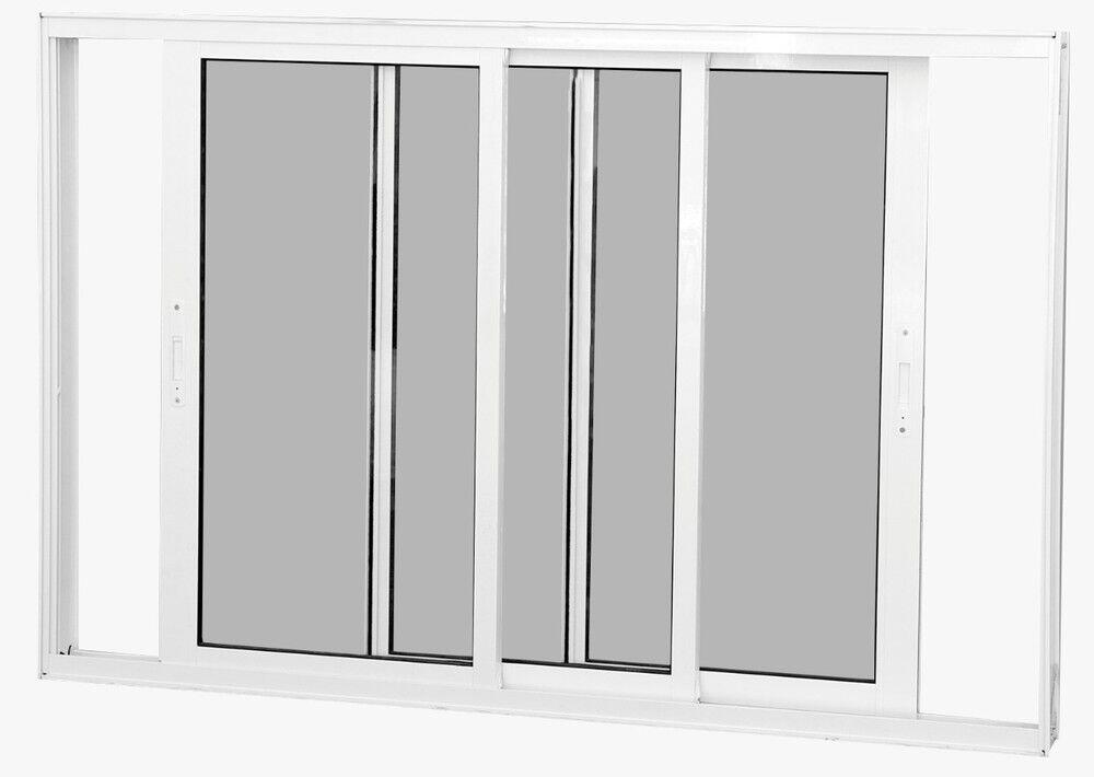 Janela de Correr Alumínio CRV 100x120cm 3 Folhas Branca