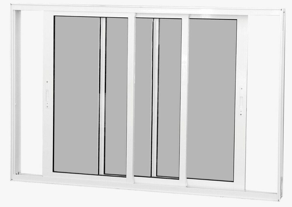 Janela de Correr Alumínio CRV 100x150cm 3 Folhas Branca