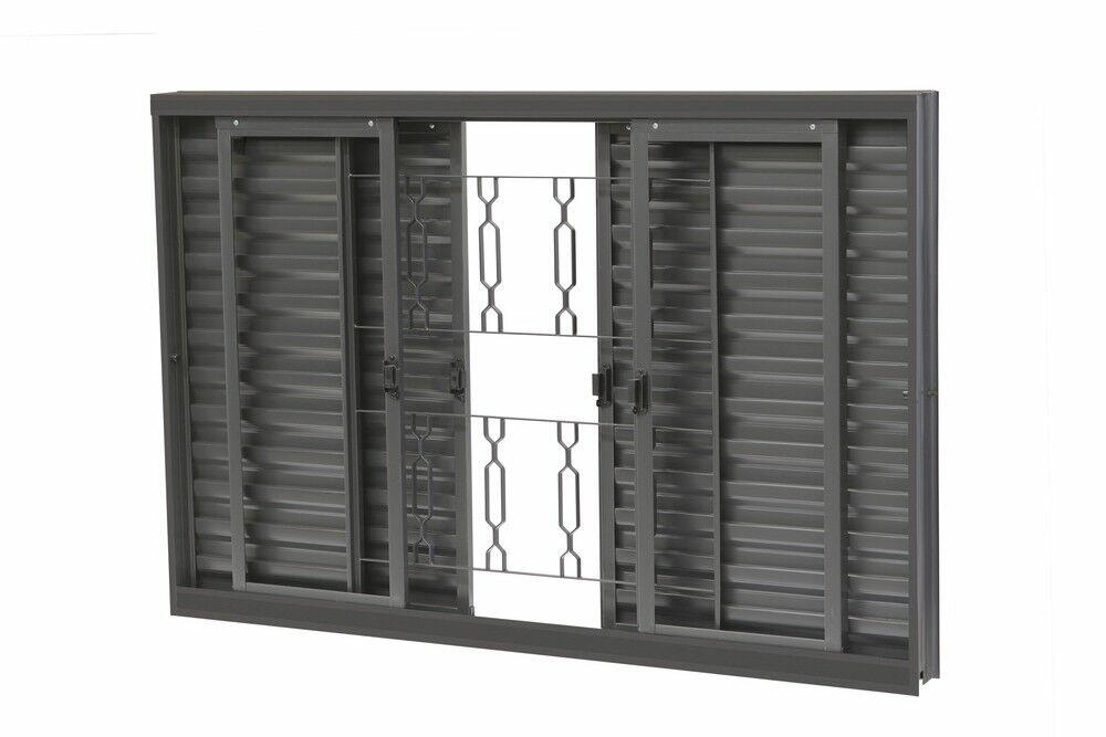 Janela Veneziana de Correr Aço CRV 100x150cm Cinza