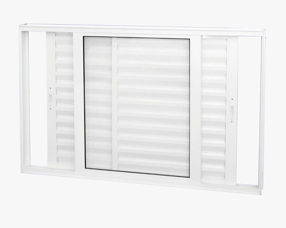 Janela Veneziana de Correr Alumínio CRV 100x120cm 3 Folhas Branca