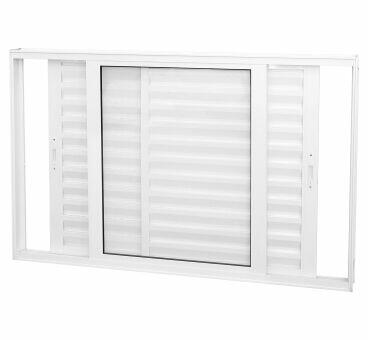 Janela Veneziana de Correr Alumínio CRV 100x150cm 3 Folhas Branca
