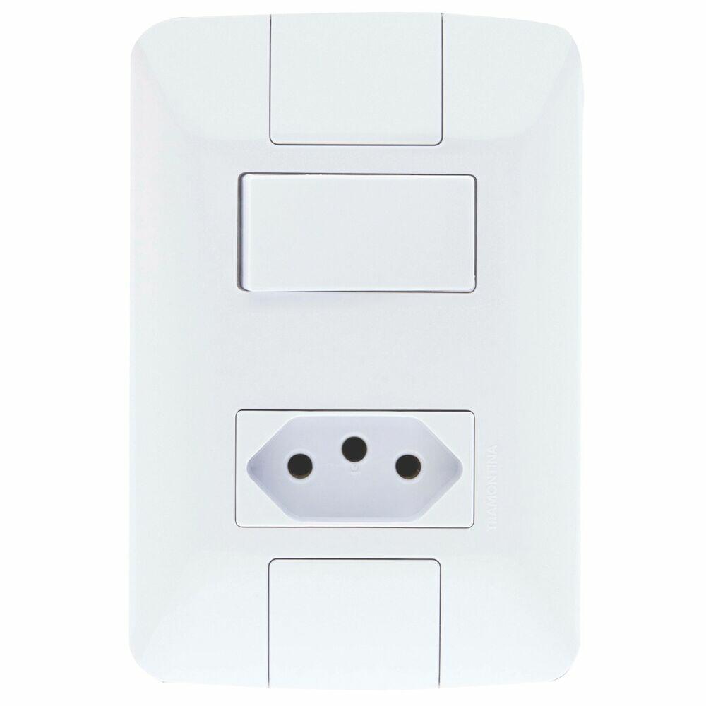 Conjunto Interruptor/Tomada Tramontina Aria 2 Módulos 2P + T Branco 20A Simples