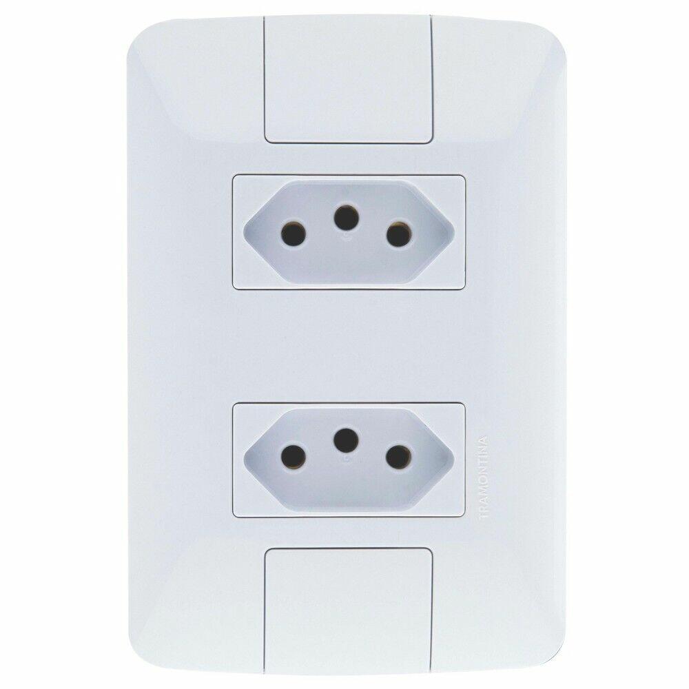 Conjunto Tomada Aria 2 Módulos 2P + T 10A Branco Tramontina