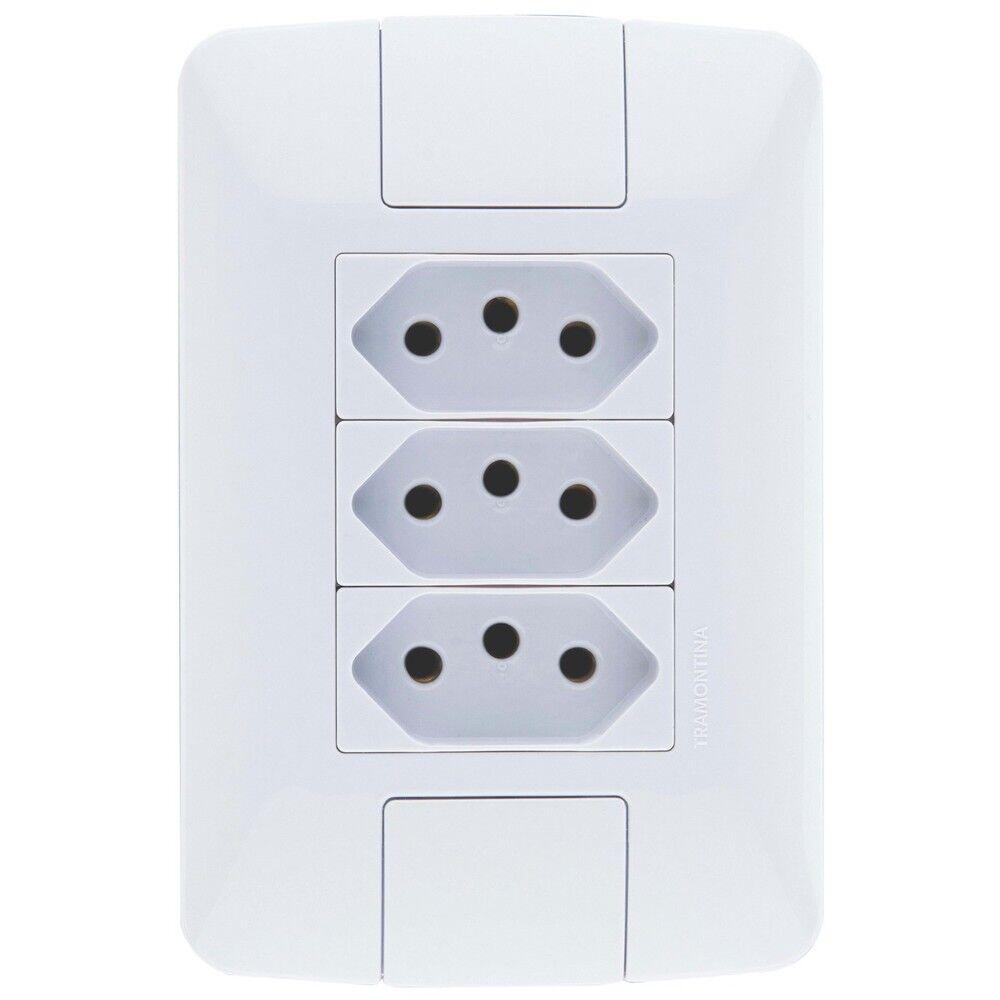 Conjunto Tomada Aria 3 Módulos 2P + T 10A Branco Tramontina