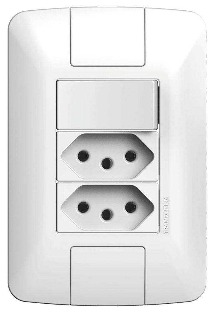 Conjunto Interruptor Aria 3 Módulos 2P + T 10A Simples Branco Tramontina